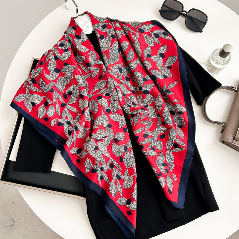 Silk Neck Scarf - 90 センチメートル正方形スカーフ高品質バンダナ女性高級ツイルシルク感ヘアネックスカーフオフィスホテルパーティー