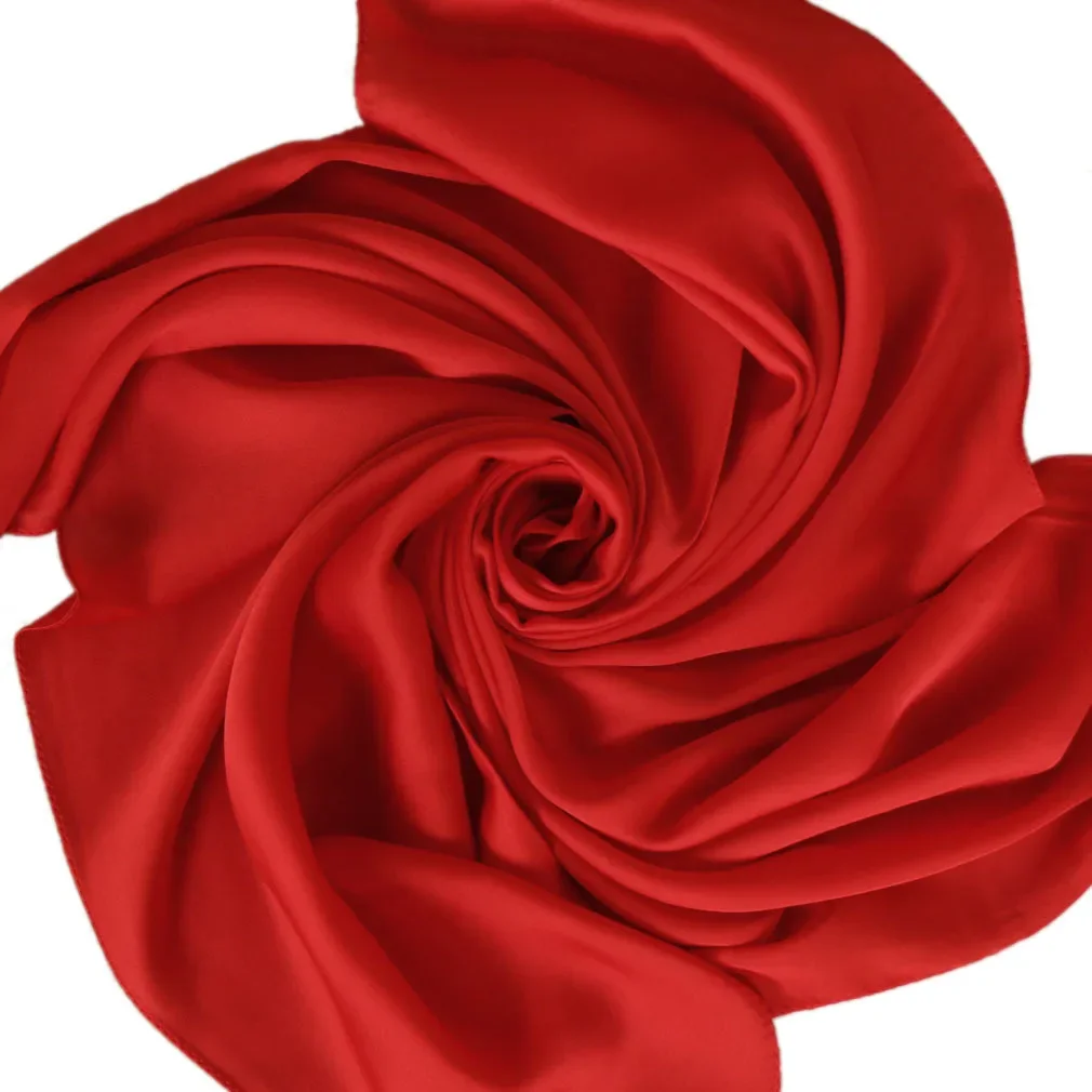 サテンスカーフ レディース 70cm 無地 スムースな表面  - Silk Neck Scarf のレビューと価格