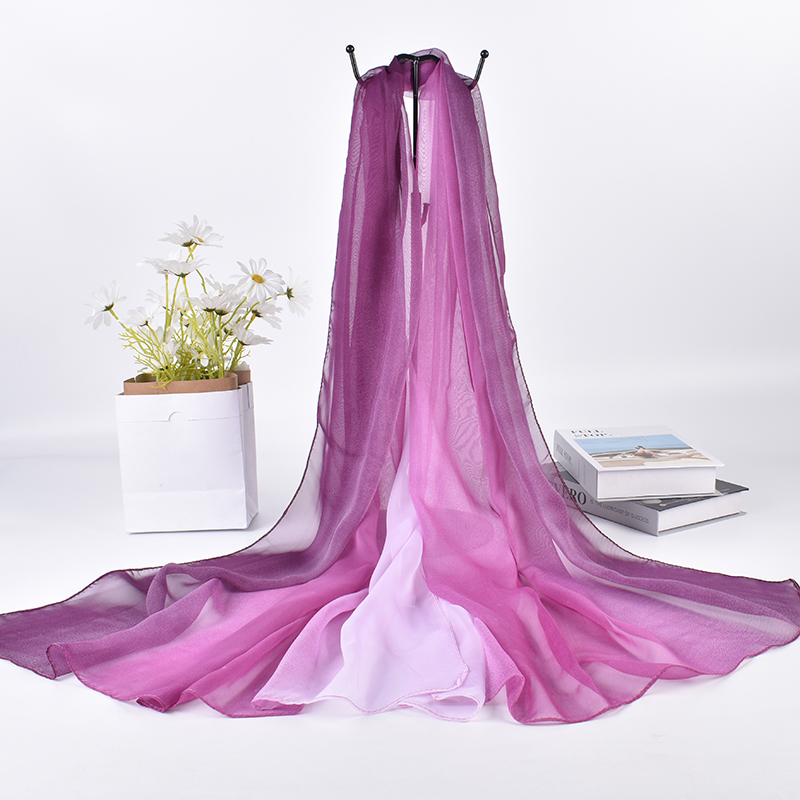 長いグラデーションシルクスカーフ、新しい3色、75x180c - Silk Neck Scarf のレビューと価格