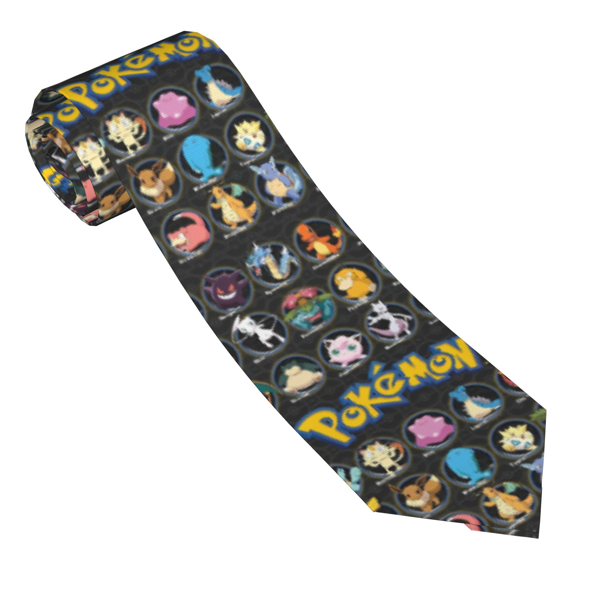 漫画ポケモンキャラクターネクタイ男性女性スキニーポリエステル - Skinny Tie Men のレビューと価格